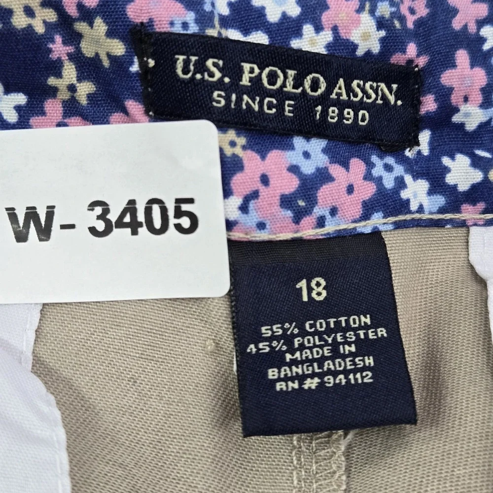 U.S. POLO ASSN. Women Pants 18 Beige Chino Button Skinny 30